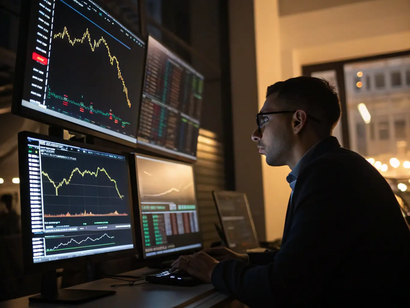 A financial analyst reviewing investment portfolios on a computer screen, representing rcmanagementservicesllc's business fund evaluation services.